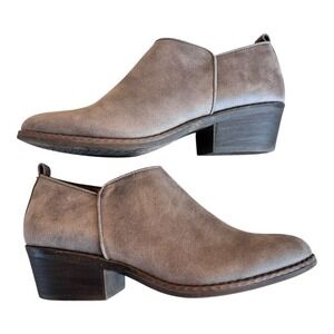 Xappeal Ankle Boots Womens 6 Gray Faux Suede Block Heel Booties Zip‎ Up